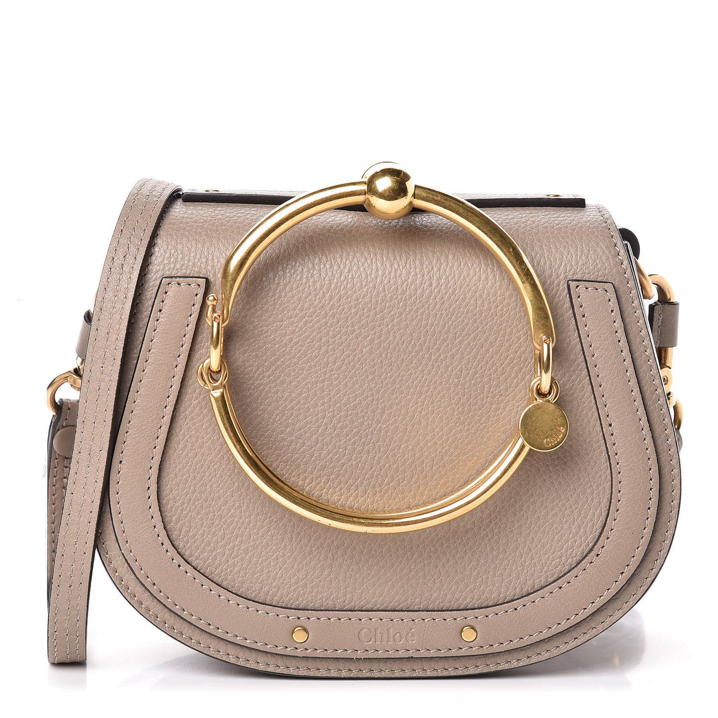 Calfskin Suede Small Nile Bracelet Bag Motty Grey