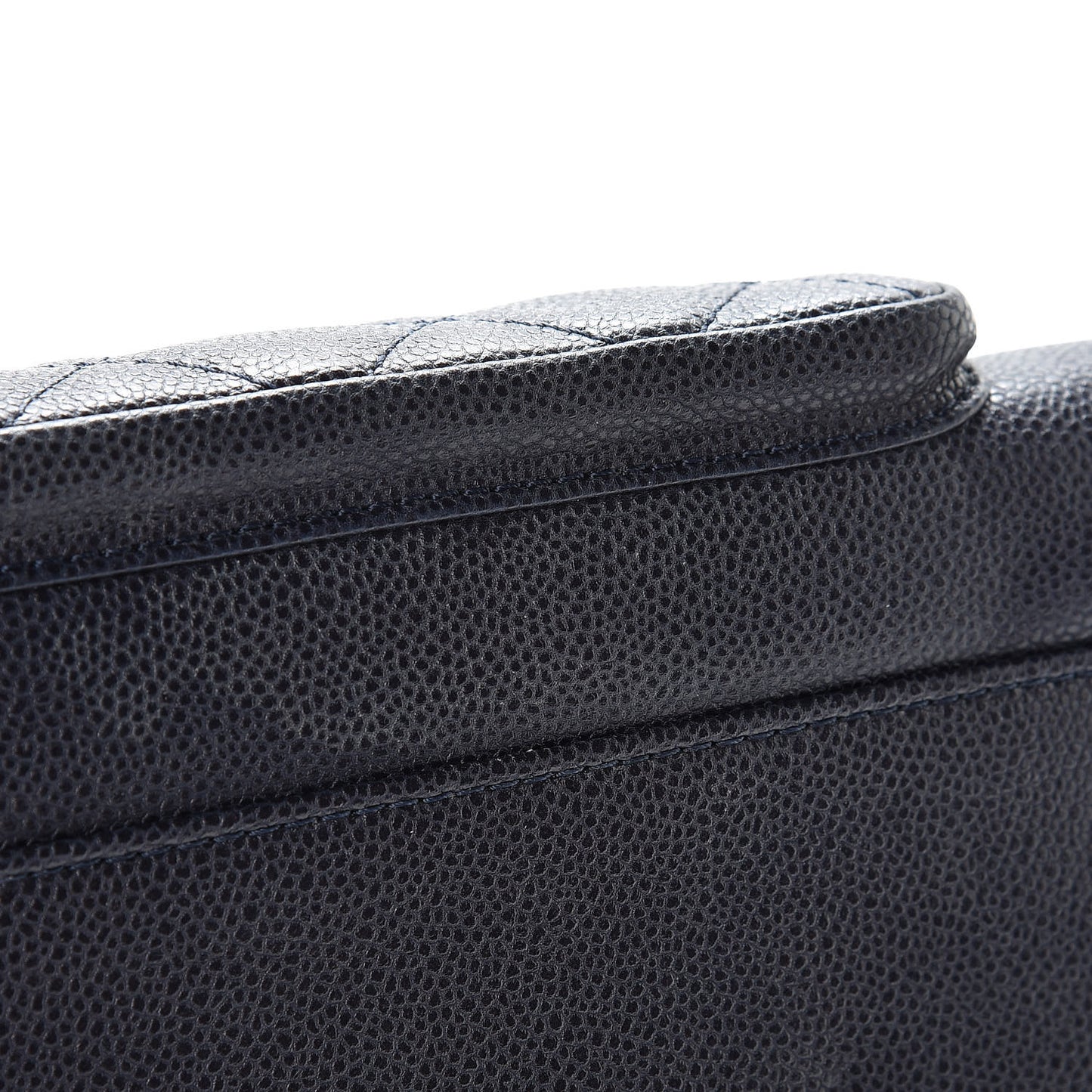 Caviar Quilted CC Accordion Shopping Bag Navy