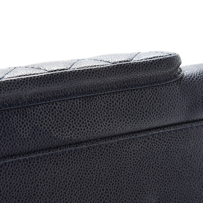 Chanel Caviar Quilted CC Accordion Shopping Bag Navy 11 of 15