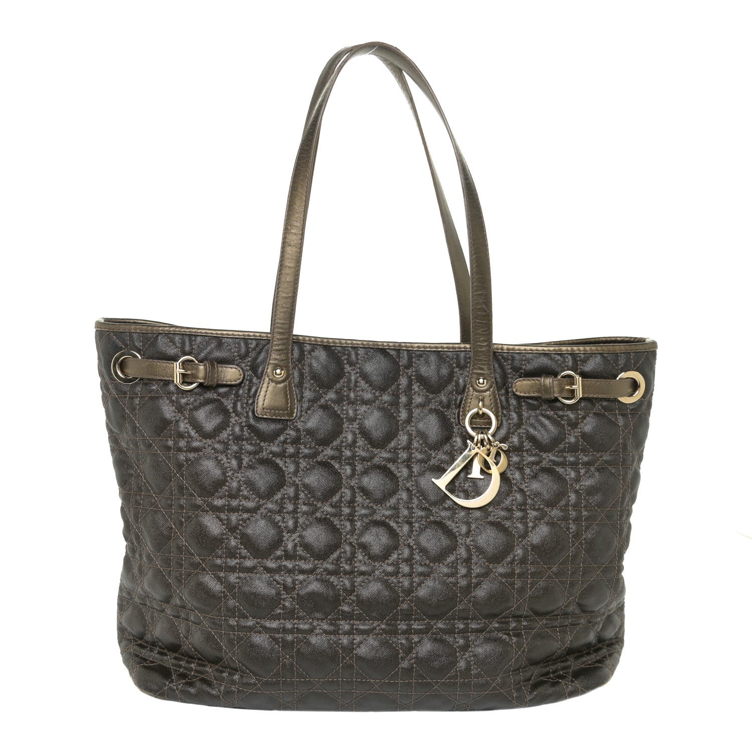 Christian Dior Coated Canvas Cannage Panarea Tote Bronze 1 of 16