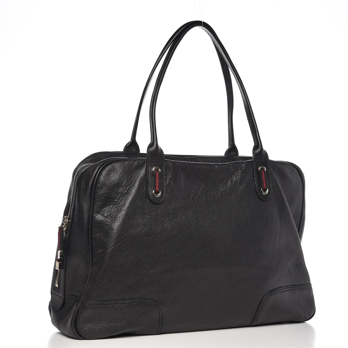 Calfskin Large Princy Boston Tote Black