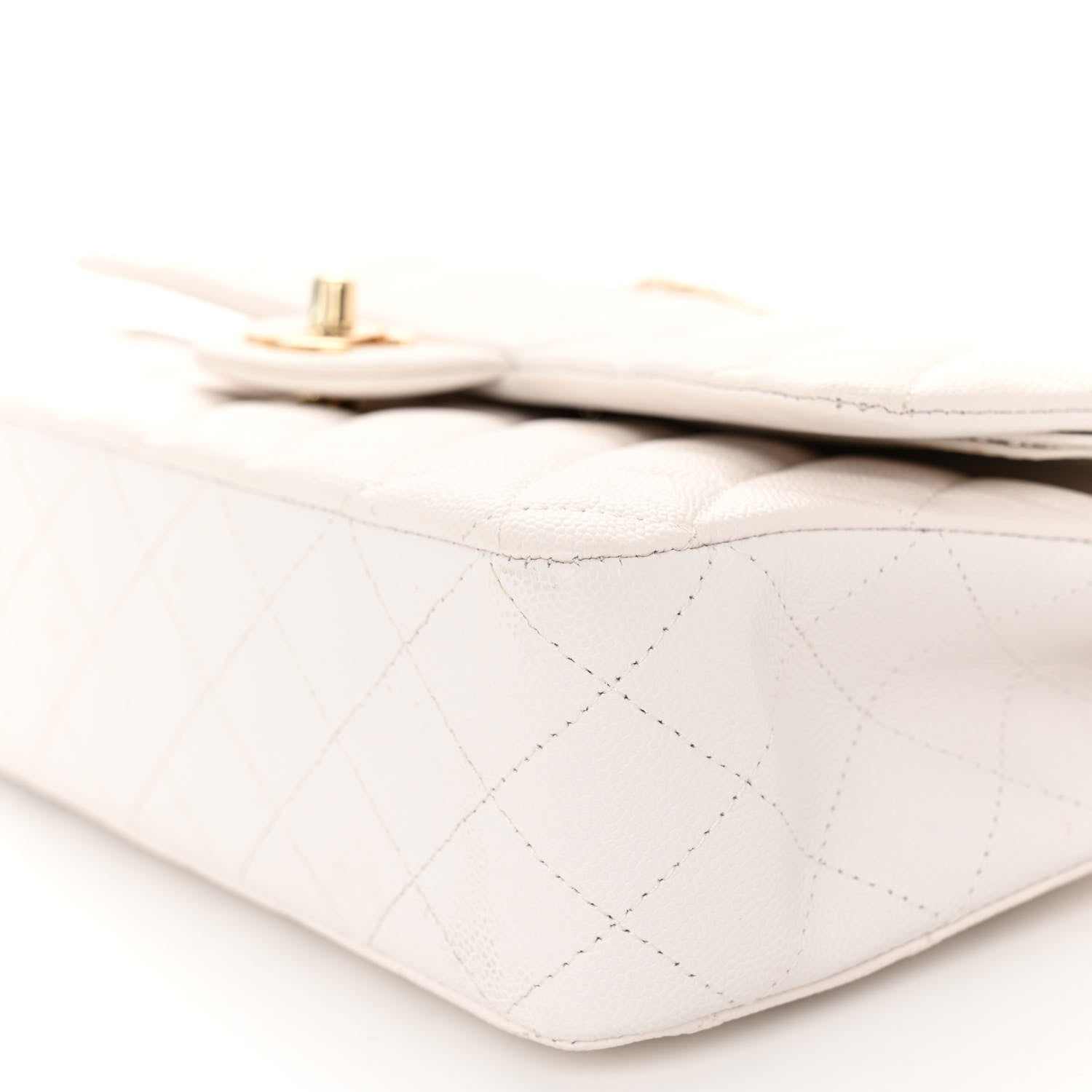 Chanel Caviar Quilted Medium Double Flap White 10 of 11