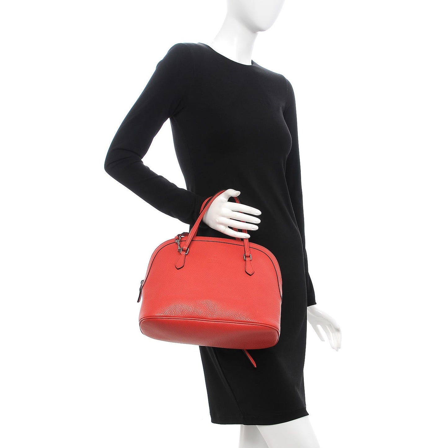 Dollar Calfskin Medium Dome Bag Sporting Red