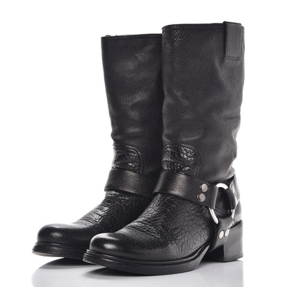 Miu Miu Calfskin Harness Motorcycle Boots 39 Black 3 of 10