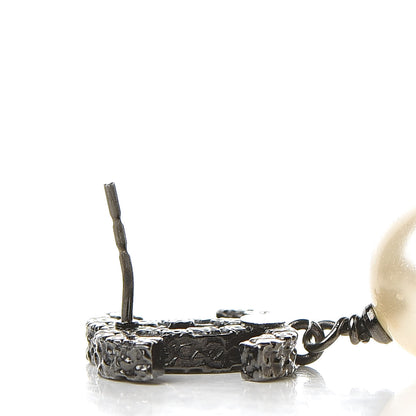 Chanel Ruthenium CC Pearl Drop Earrings 5 of 6