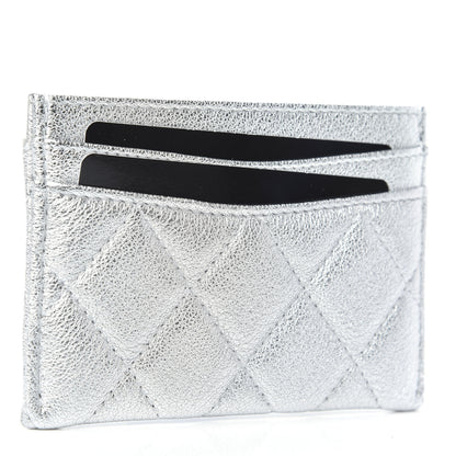 Chanel Metallic Lambskin Quilted Card Holder Silver 3 of 8
