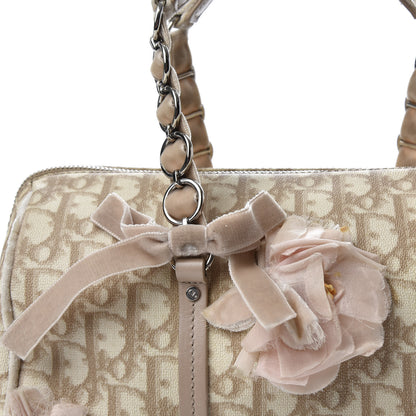 Christian Dior Cotton Monogram Trotter Romantique Boston Bag Rose 10 of 10
