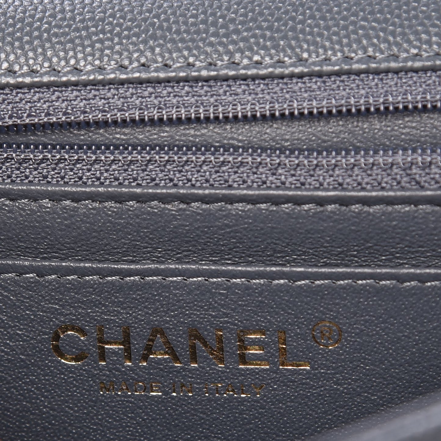 Caviar Quilted Mini Rectangular Flap Dark Grey