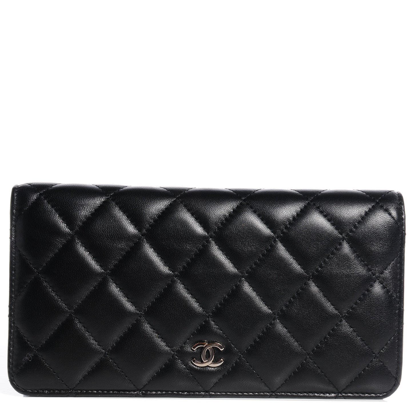 Lambskin Quilted Yen Wallet Black