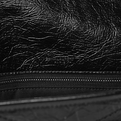 Saint Laurent Crinkled Calfskin Matelasse Monogram Medium Niki Chain Satchel Black 8 of 12