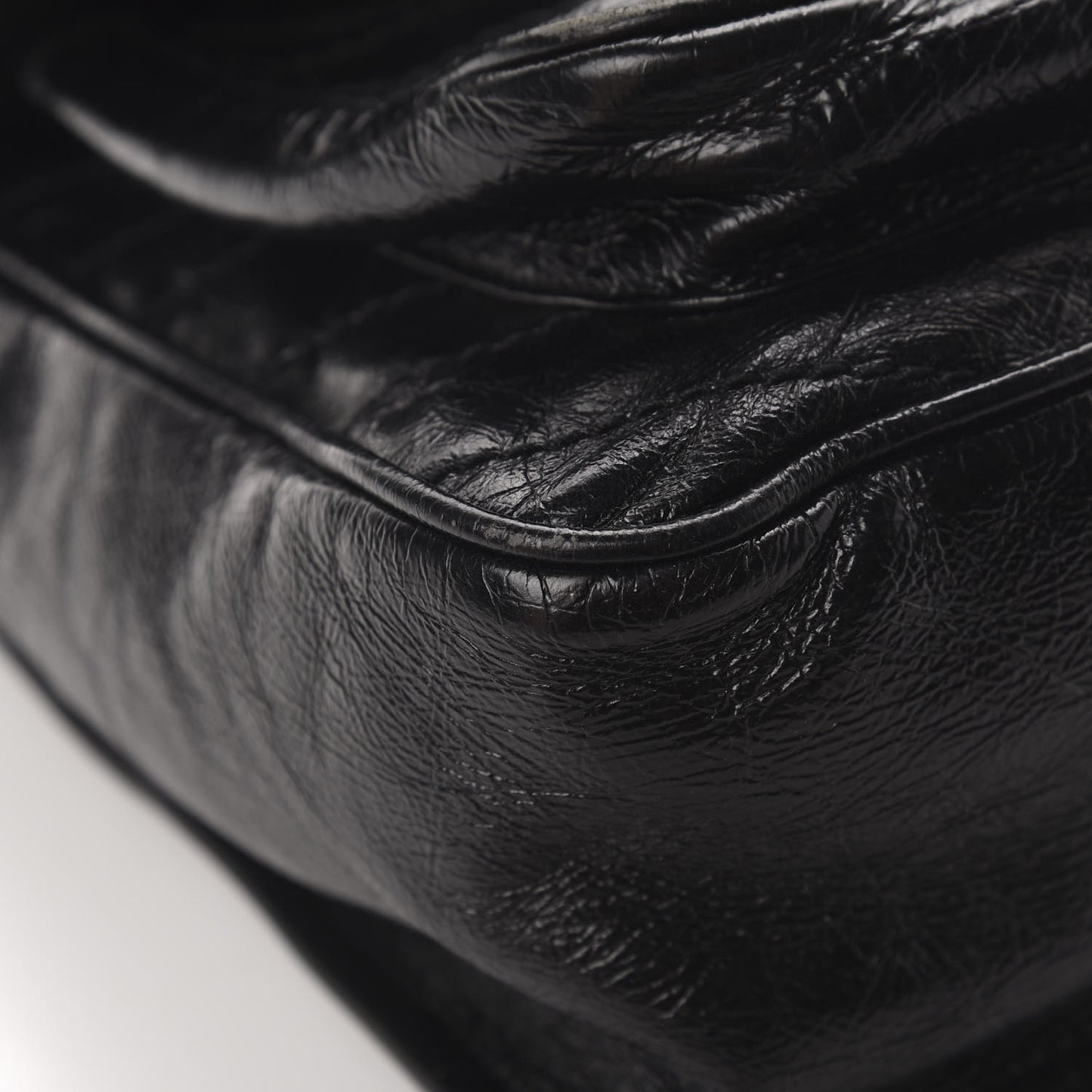 Crinkled Calfskin Matelasse Monogram Medium Niki Chain Satchel Black