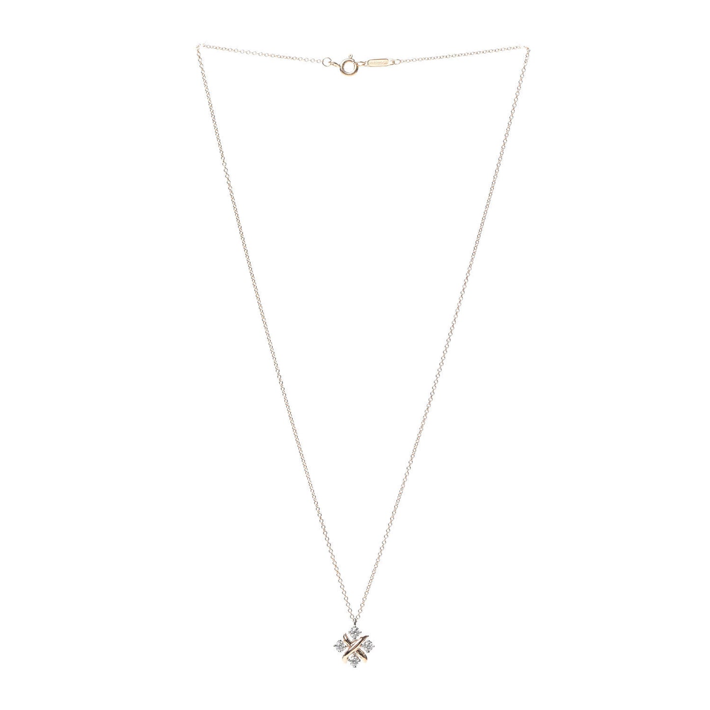 18K Rose Gold Platinum Diamond Schlumberger Lynn Pendant Necklace