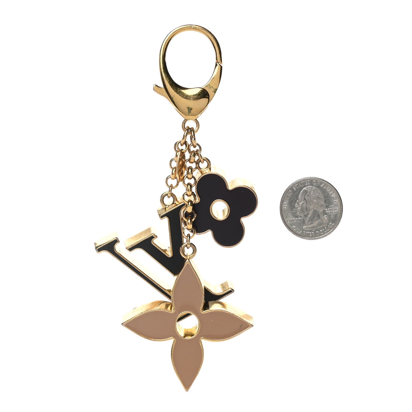 Fleur De Monogram Bag Charm Dore