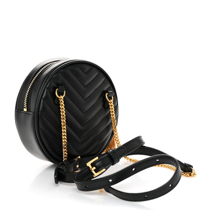 Saint Laurent Calfskin Matelasse Chevron Quilted Baby Round Vinyle Belt Bag Black 3 of 10