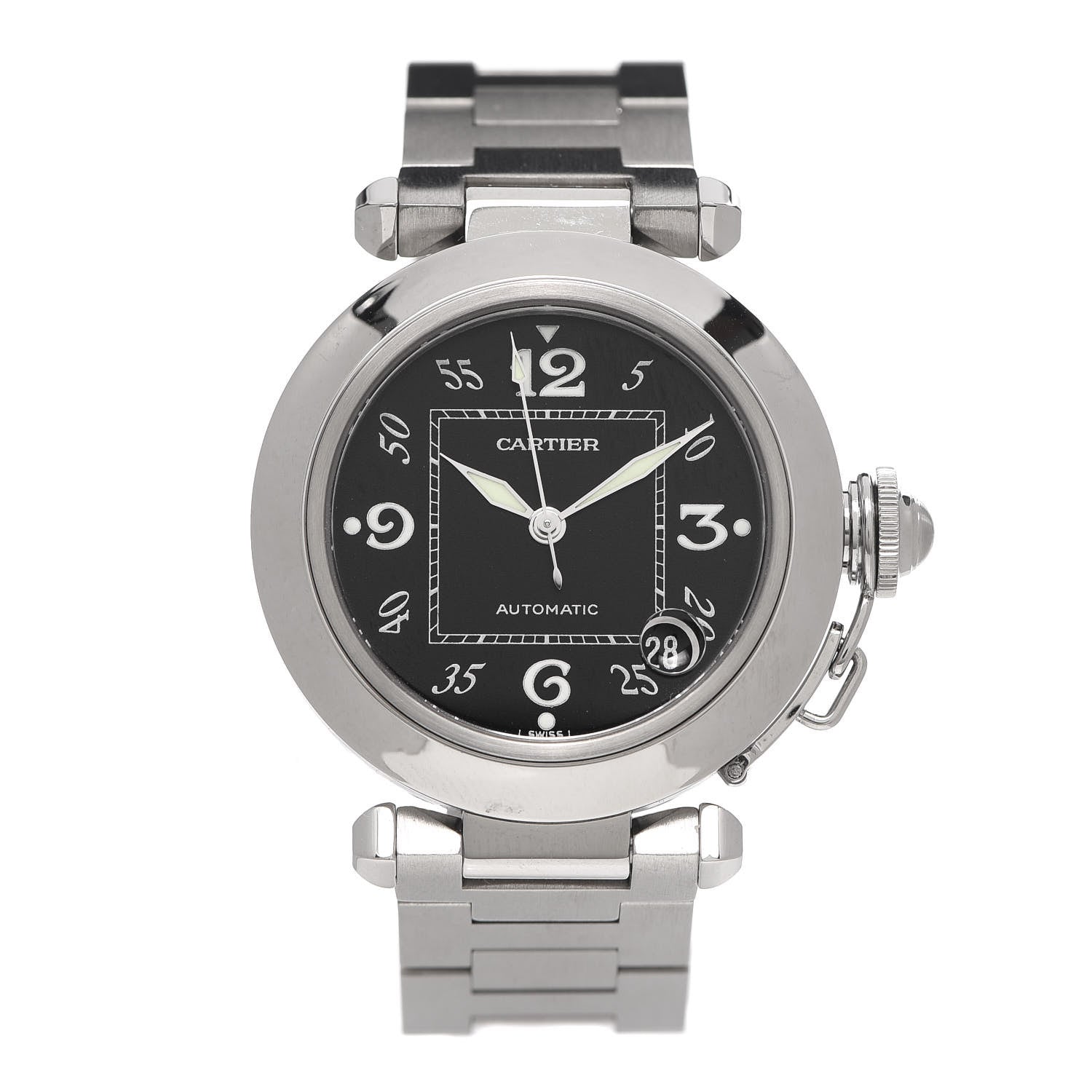 Cartier Stainless Steel 35mm Pasha C Automatic Watch Black 1 of 5