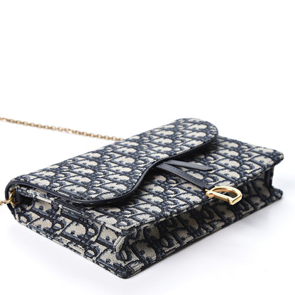 Christian Dior Oblique Saddle Chain Pouch Blue 3 of 9
