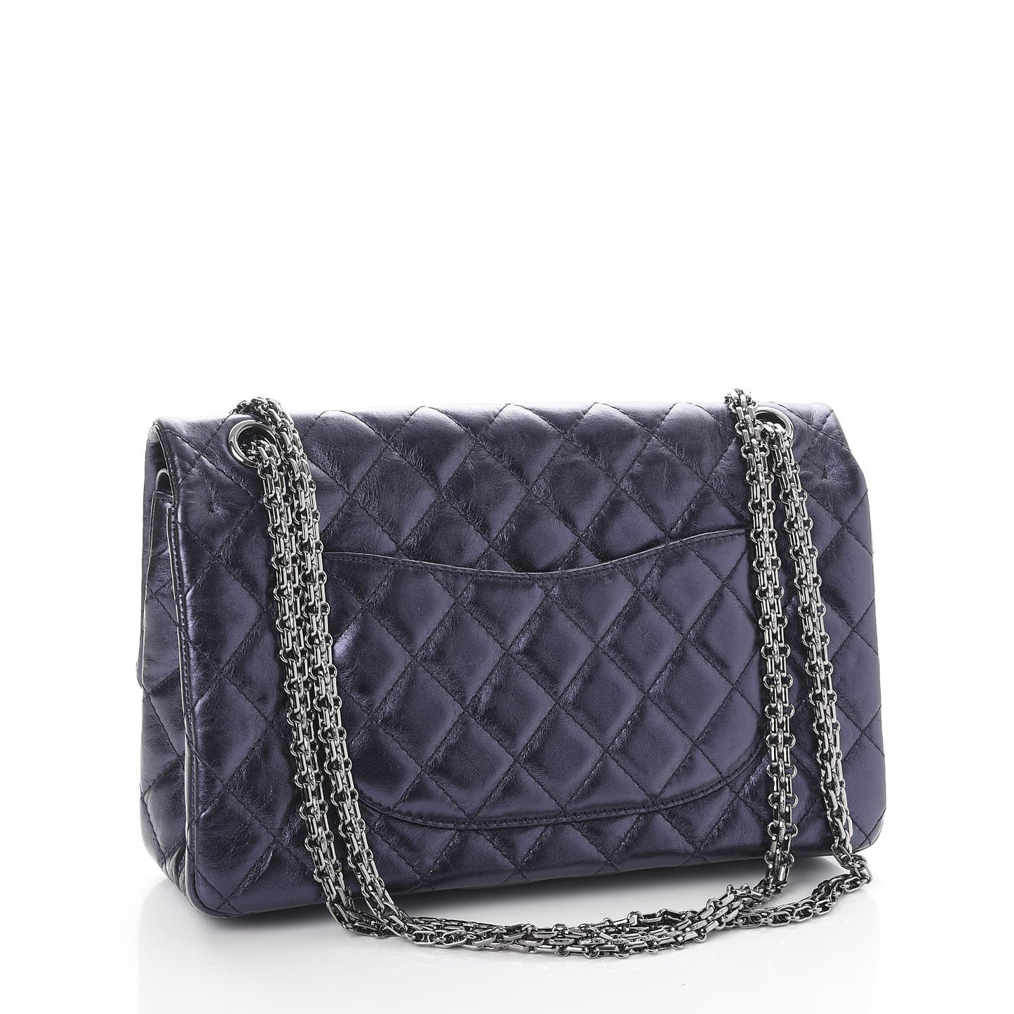 Metallic Calfskin Quilted 2.55 Reissue 226 Flap Dark Navy Blue