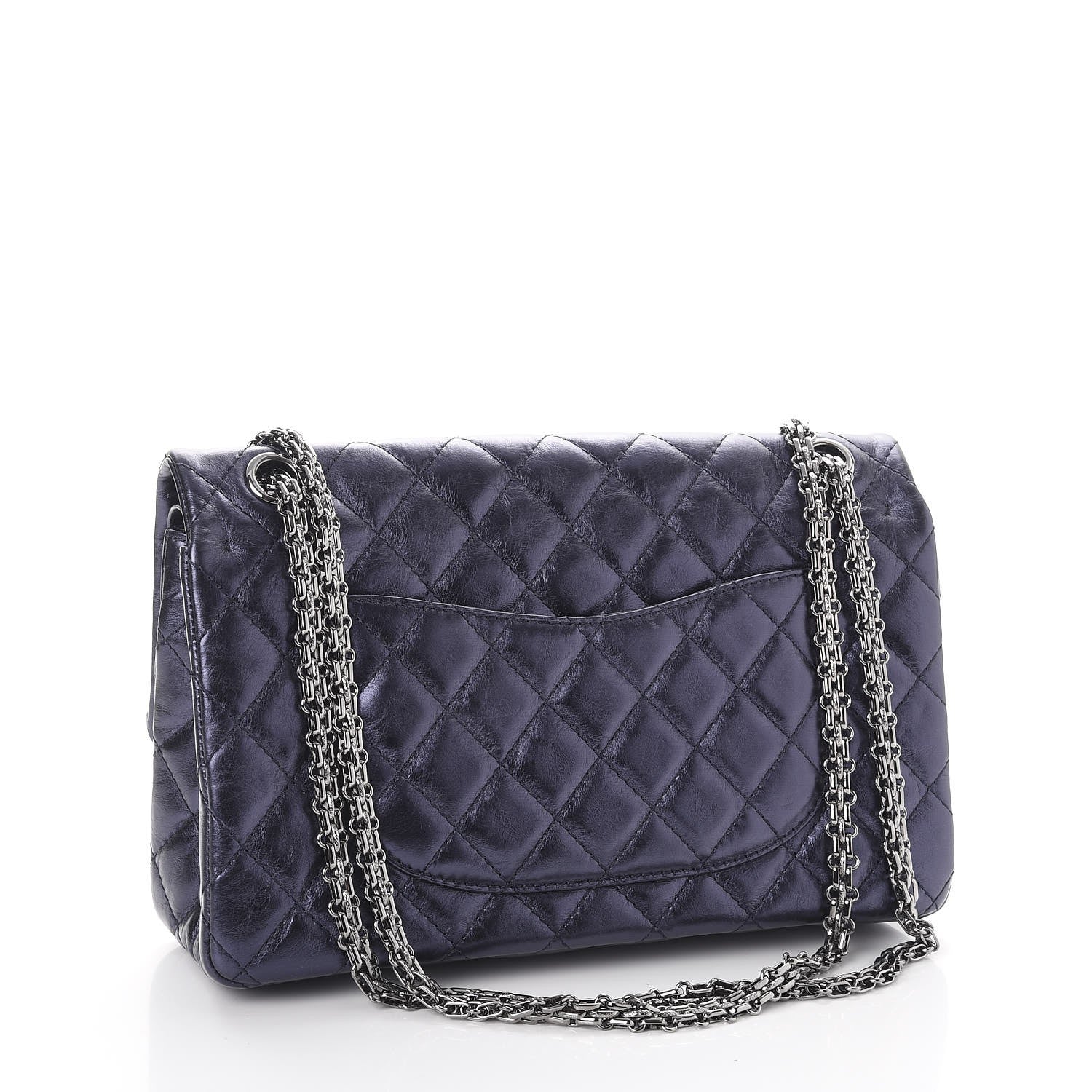Chanel Metallic Calfskin Quilted 2.55 Reissue 226 Flap Dark Navy Blue 4 of 10