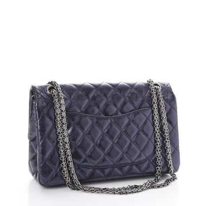 Chanel Metallic Calfskin Quilted 2.55 Reissue 226 Flap Dark Navy Blue 4 of 10