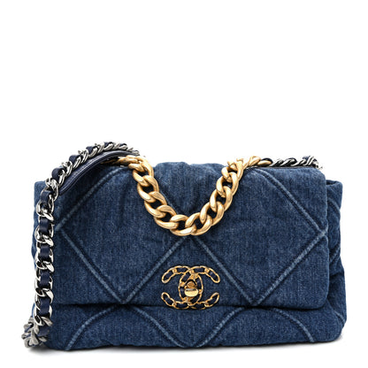 Chanel Denim Quilted Medium Chanel 19 Flap  Blue 1 of 10