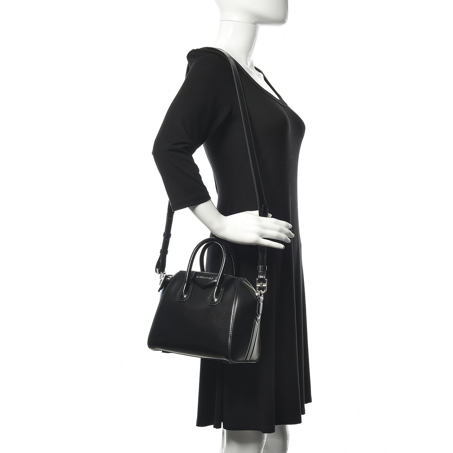 Shiny Lord Calfskin Mini Antigona Black