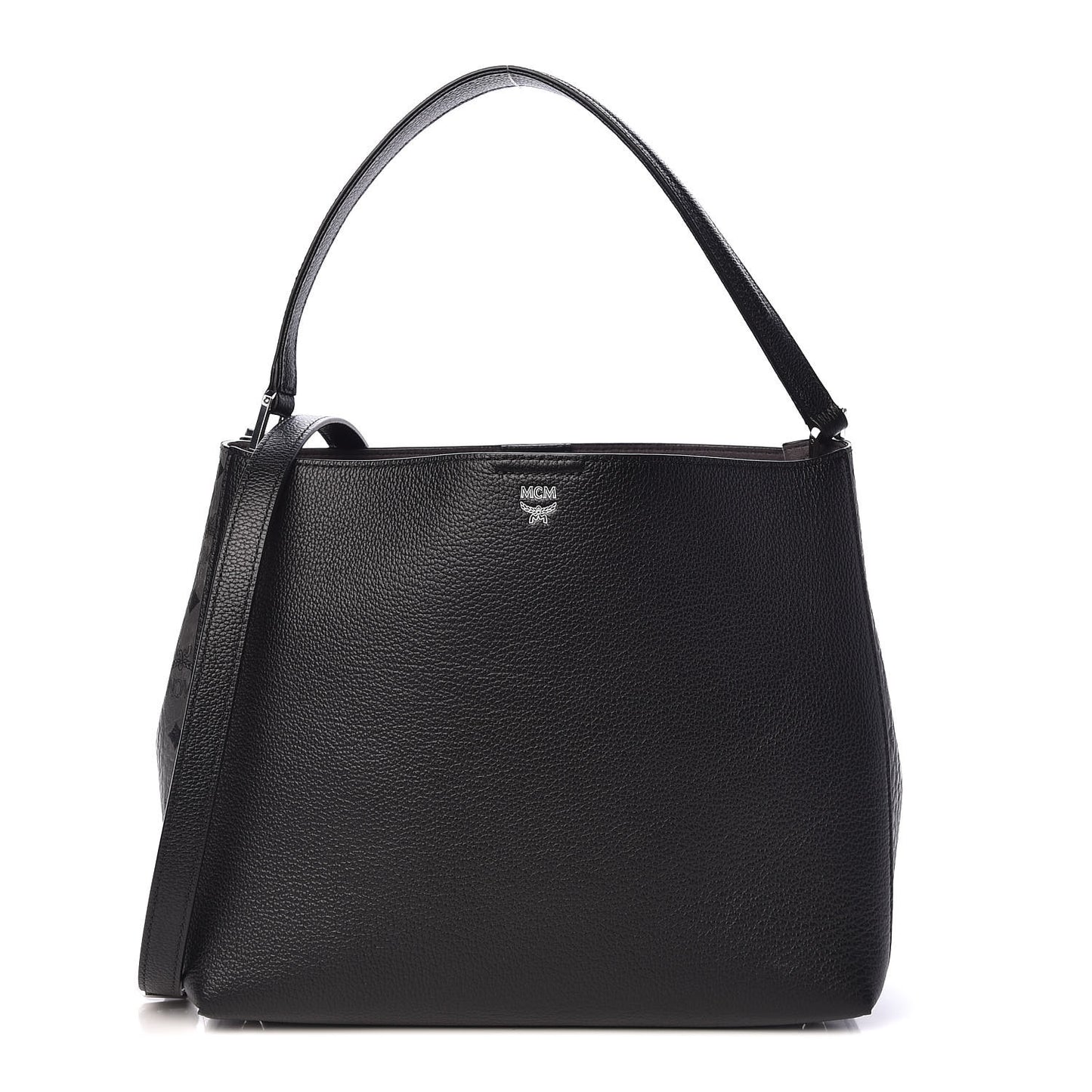 Grained Calfskin Visetos Medium Sarah Hobo Black