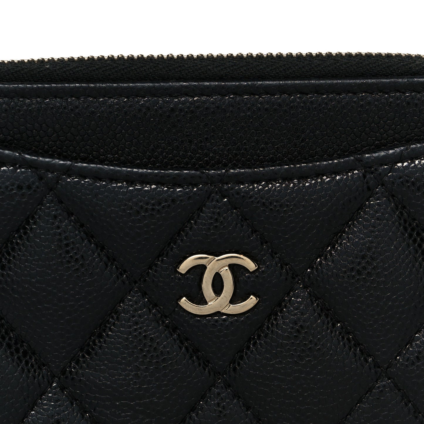 Caviar Quilted CC Zip Around Card Holder Black