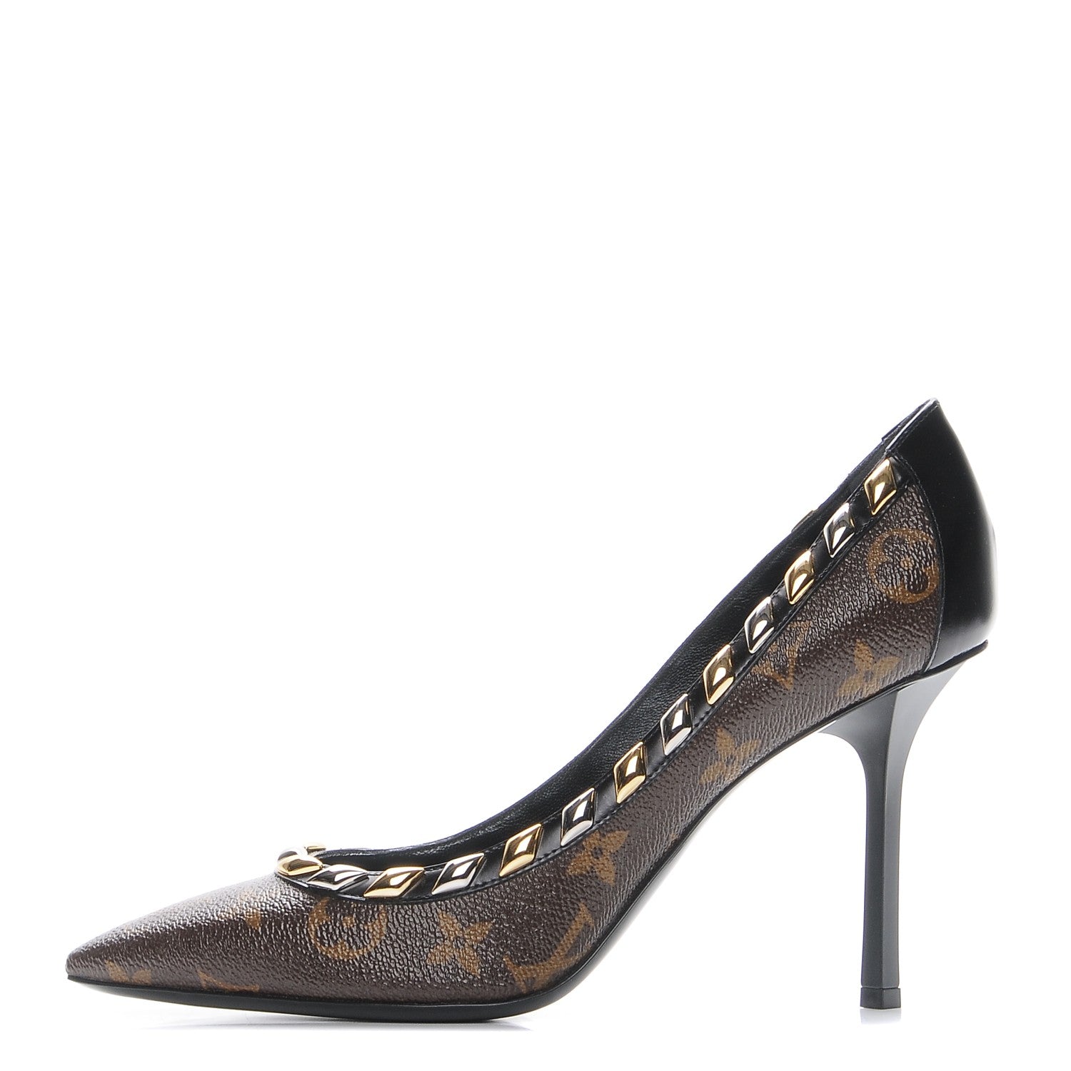 Louis Vuitton Calfskin Monogram Eldorado Pumps 38.5 Cacao 1 of 10