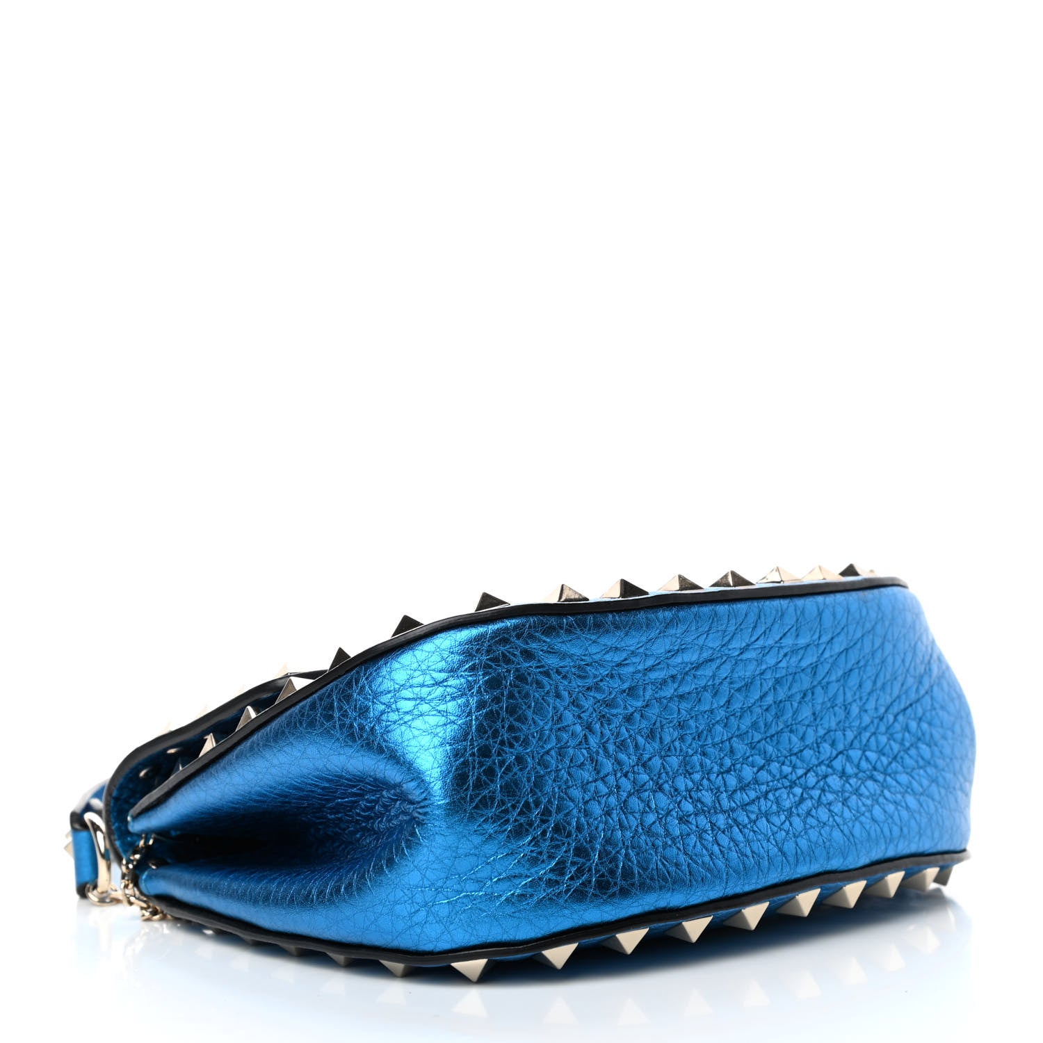 Valentino Garavani Metallic Grained Calfskin Mini Rockstud Crossbody Saddle Bag Cerulean 3 of 4