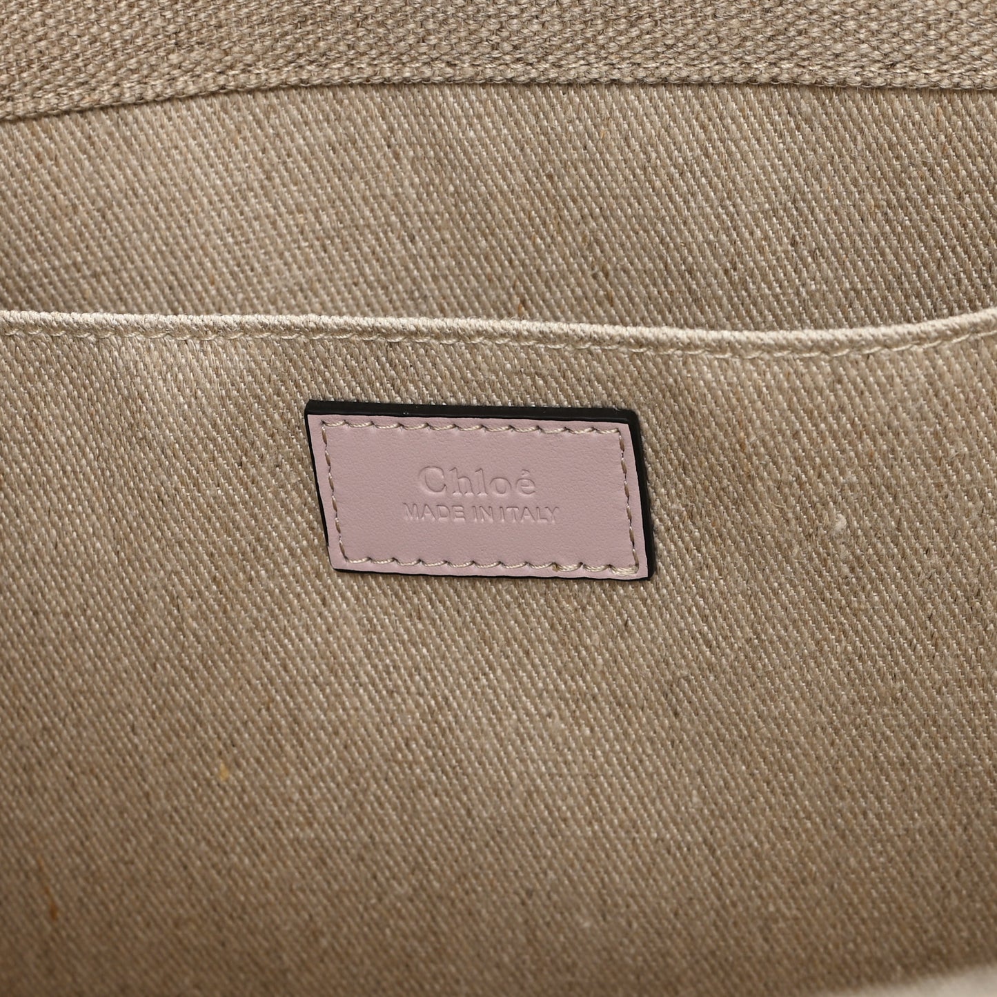 Linen Calfskin Large Woody Ribbon Tote Cement Pink