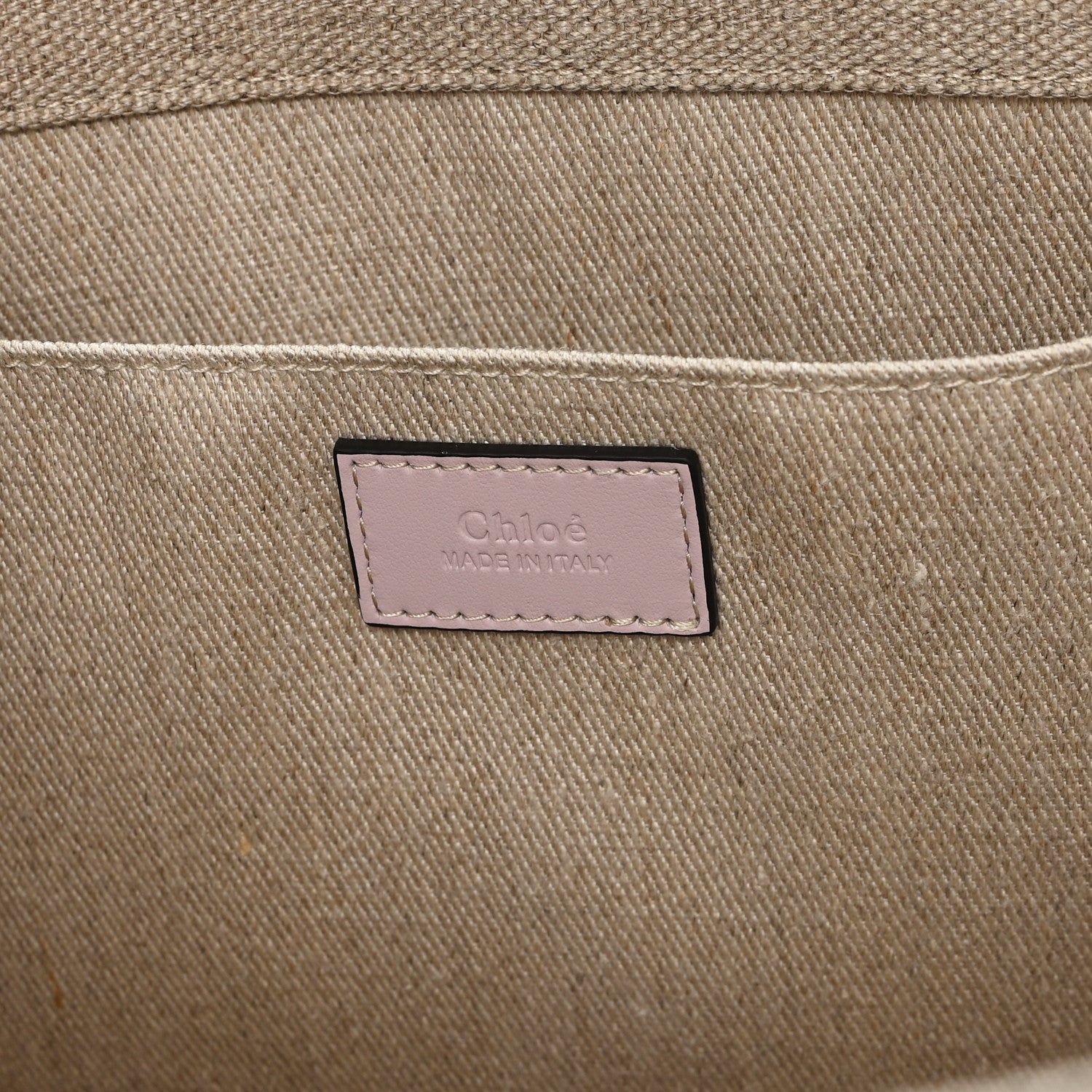 Chloe Linen Calfskin Large Woody Ribbon Tote Cement Pink 6 of 10