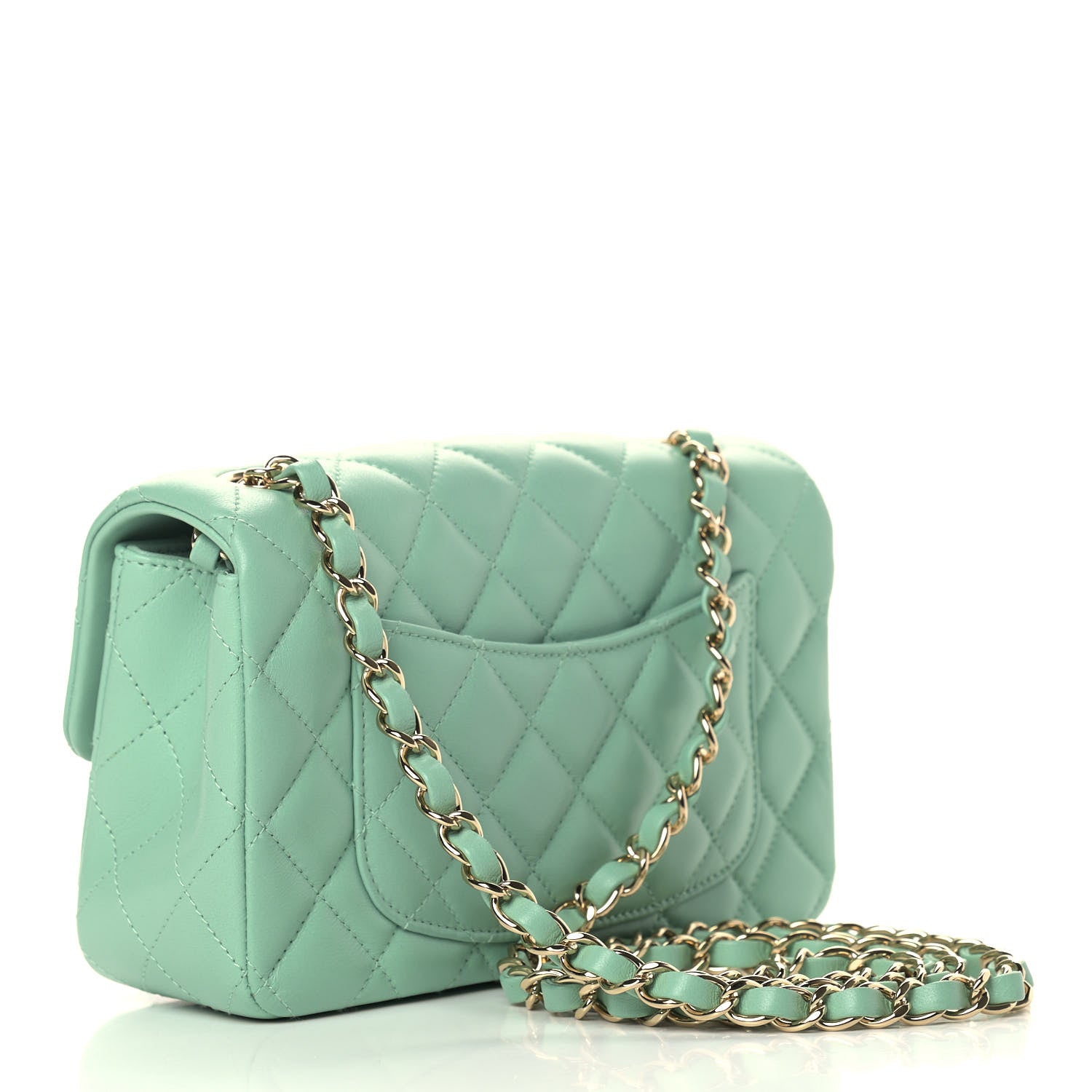 Chanel Lambskin Quilted Mini Rectangular Flap Green 3 of 12