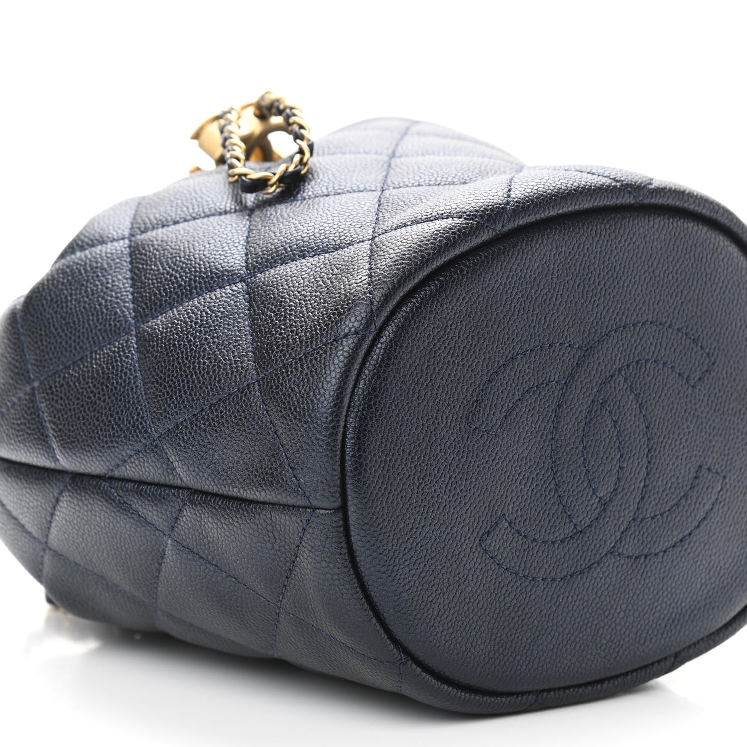 Chanel Iridescent Caviar Quilted My Perfect CC Bucket Drawstring Bag Blue 9 of 11