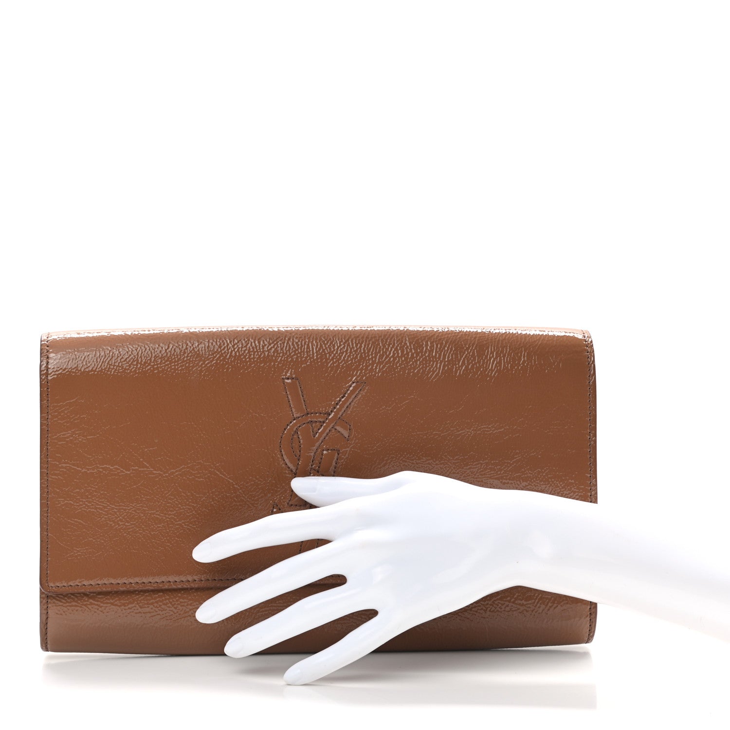 Saint Laurent Patent Calfskin Large Belle De Jour Clutch Nude 2 of 9