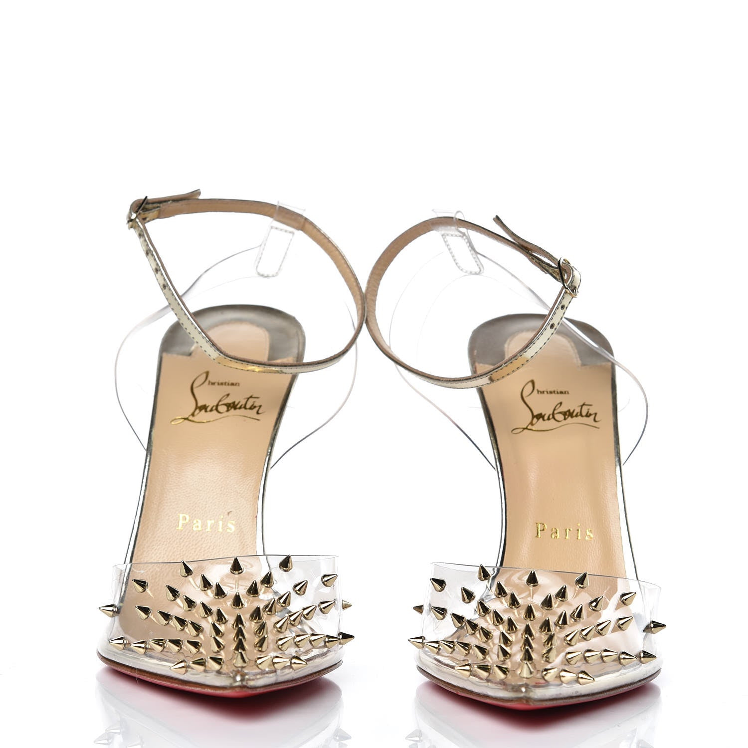 Christian Louboutin PVC Specchio Spikoo 100 Pumps 38.5 Light Gold 2 of 10