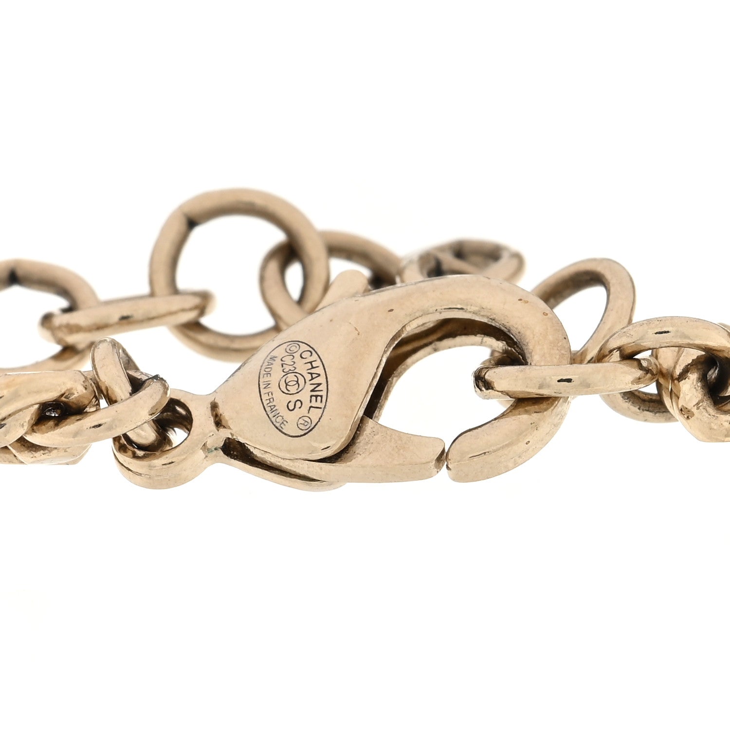 Chanel Crystal CC Heart Chain Bracelet Gold 4 of 5