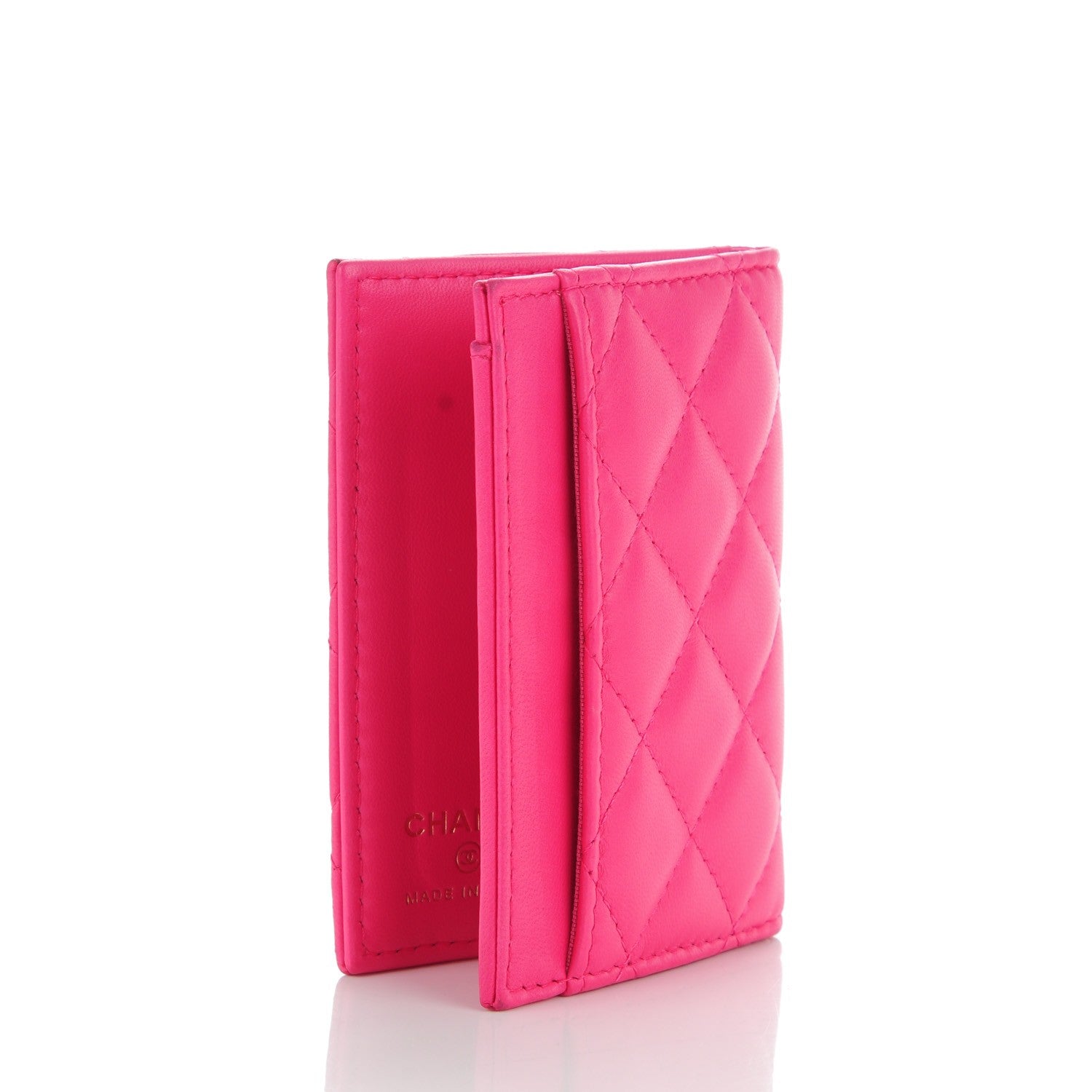 Chanel Lambskin Quilted Card Holder Wallet Fuchsia 4 of 16