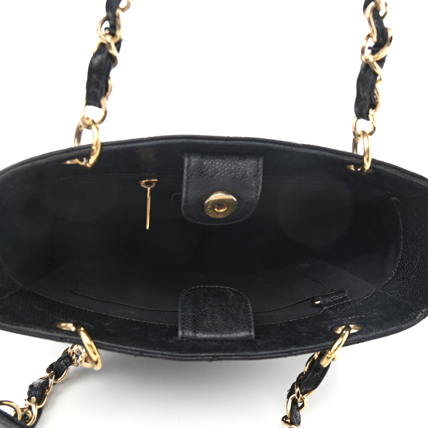 Caviar Quilted Petit Shopping Tote PST Black