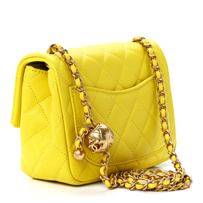 Chanel Lambskin Quilted Mini Pearl Crush Flap Yellow 3 of 12