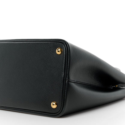 Prada Saffiano Cuir Medium Double Bag Black Fuoco 11 of 11