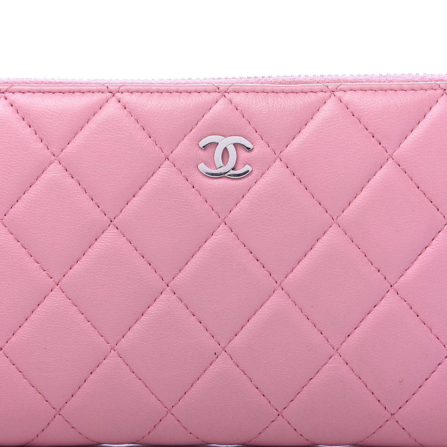 Chanel Lambskin Quilted Large Gusset Zip Around Wallet Light Pink 11 of 12