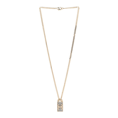 Chanel Crystal Dog Tag Charm Necklace Gold 3 of 6