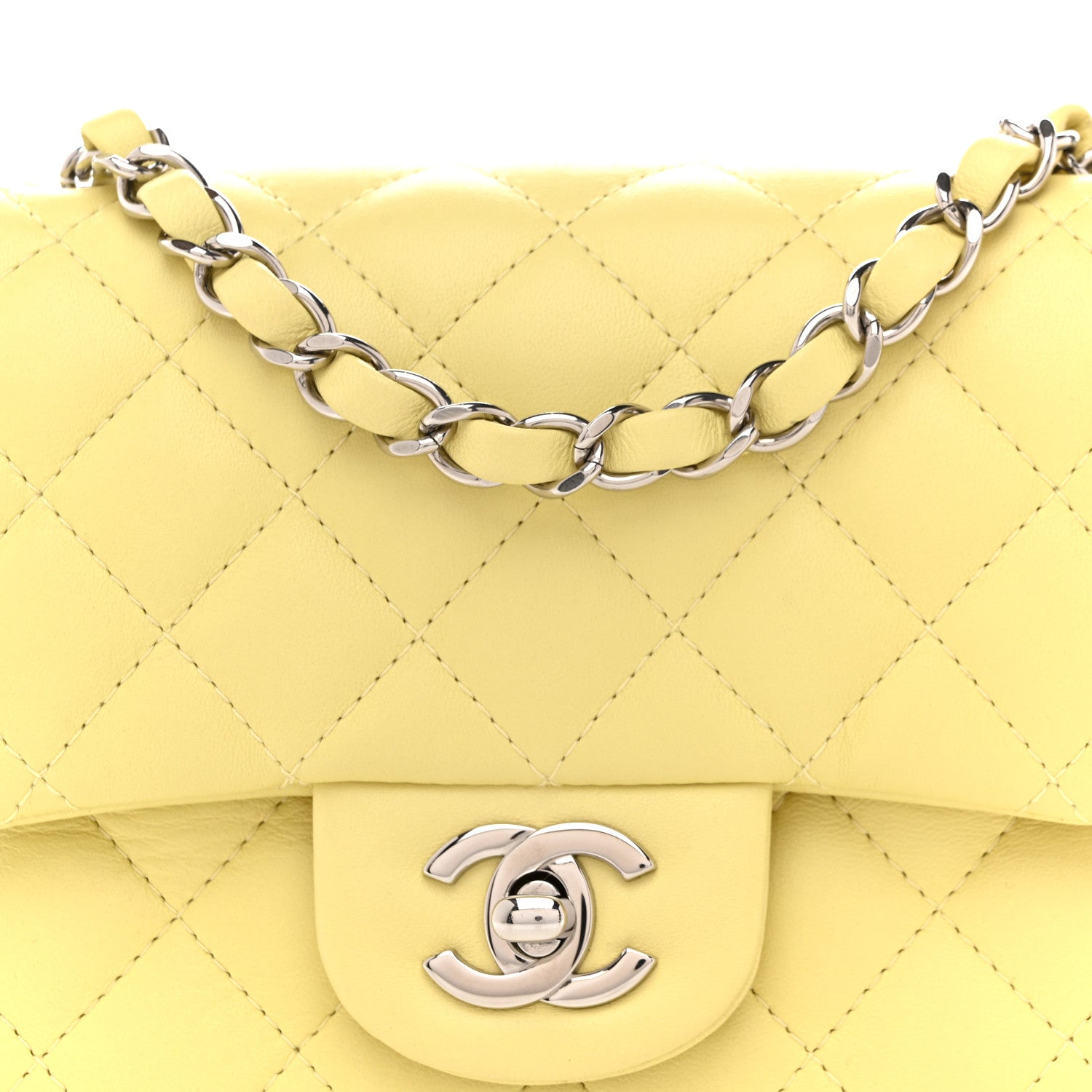 Chanel Lambskin Quilted Mini Square Flap Yellow 8 of 10
