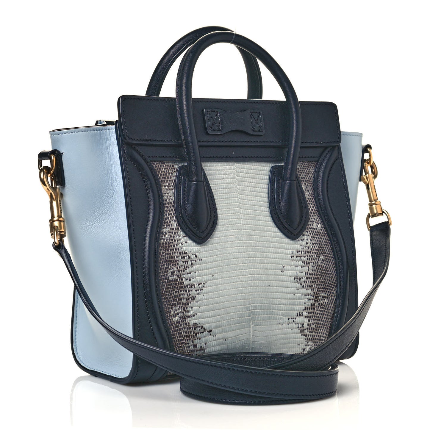 Lizard Smooth Calfskin Nano Tri-Color Luggage Mineral