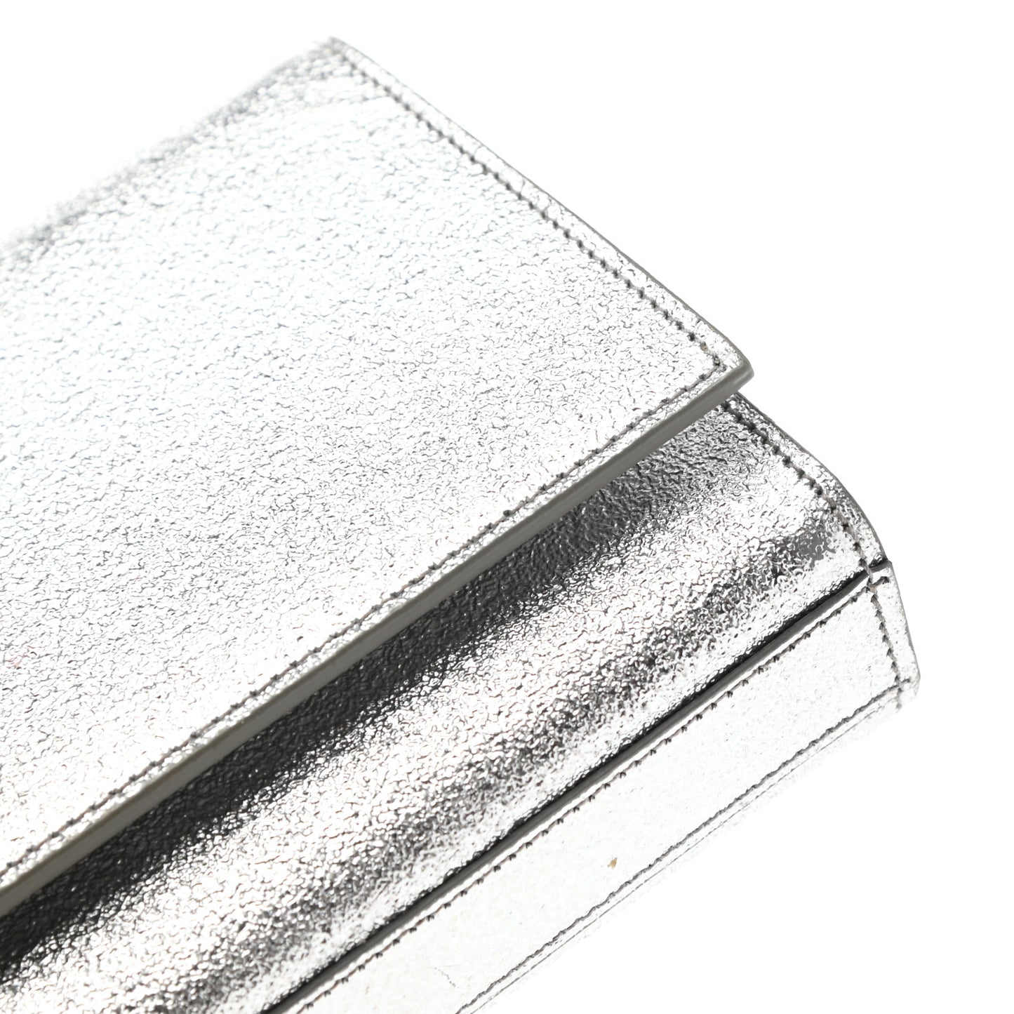 Textured Metallic Calfskin Classic Monogram Cassandre Clutch Silver