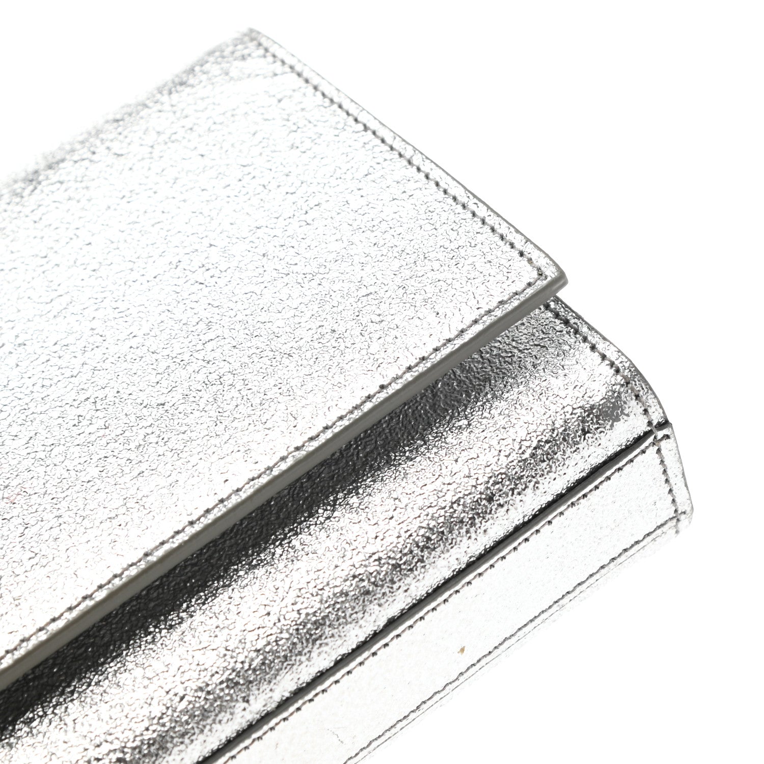 Saint Laurent Textured Metallic Calfskin Classic Monogram Cassandre Clutch Silver 8 of 13