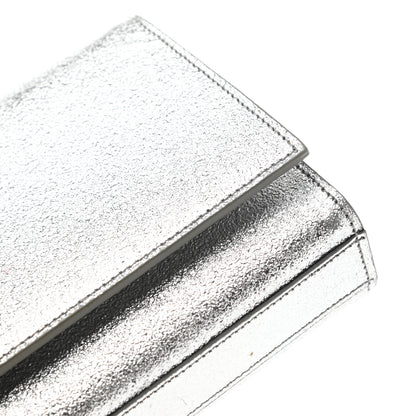 Saint Laurent Textured Metallic Calfskin Classic Monogram Cassandre Clutch Silver 8 of 13
