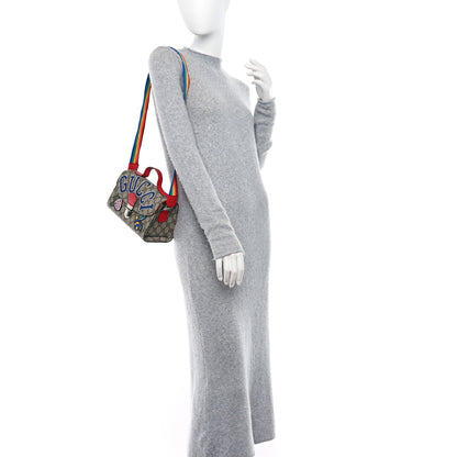 Gucci GG Supreme Monogram Childrens Logo Patch Shoulder Bag Beige Hibiscus Red 2 of 10