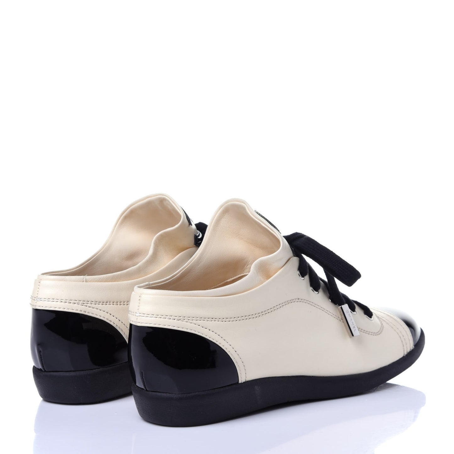 Lambskin Patent Cap Toe CC Sneakers 35.5 White Black
