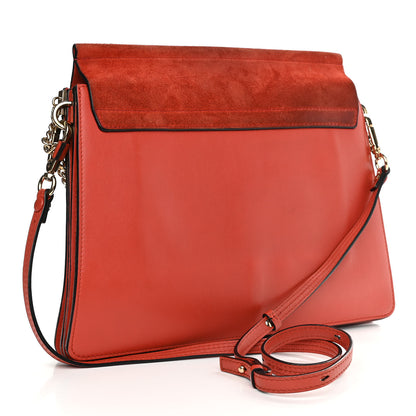 Chloe Calfskin Suede Medium Faye Shoulder Bag Sepia Red 3 of 14